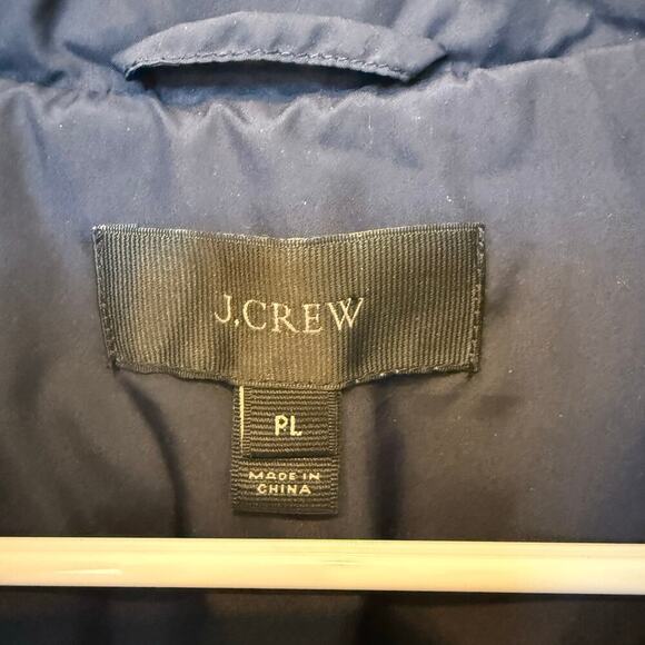 Women’s J. Crew‎ Navy Quilted Down Puffer Vest Gold Accents Pockets PL Petite L - Picture 5 of 8